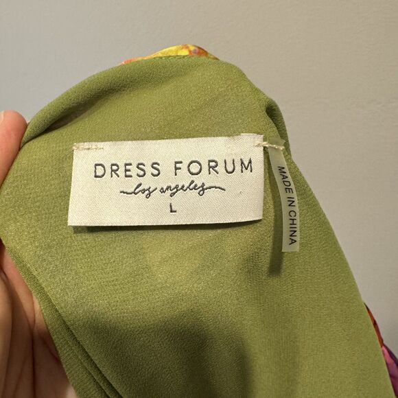 Dress Forum One Shoulder Floral Maxi Dress Side Cutout Boho Artsy Women sz Large - Picture 4 of 11